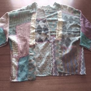 2 for $20 Soft Surroundings Multicolor Multi Print Wool Cardi Kimono One Size